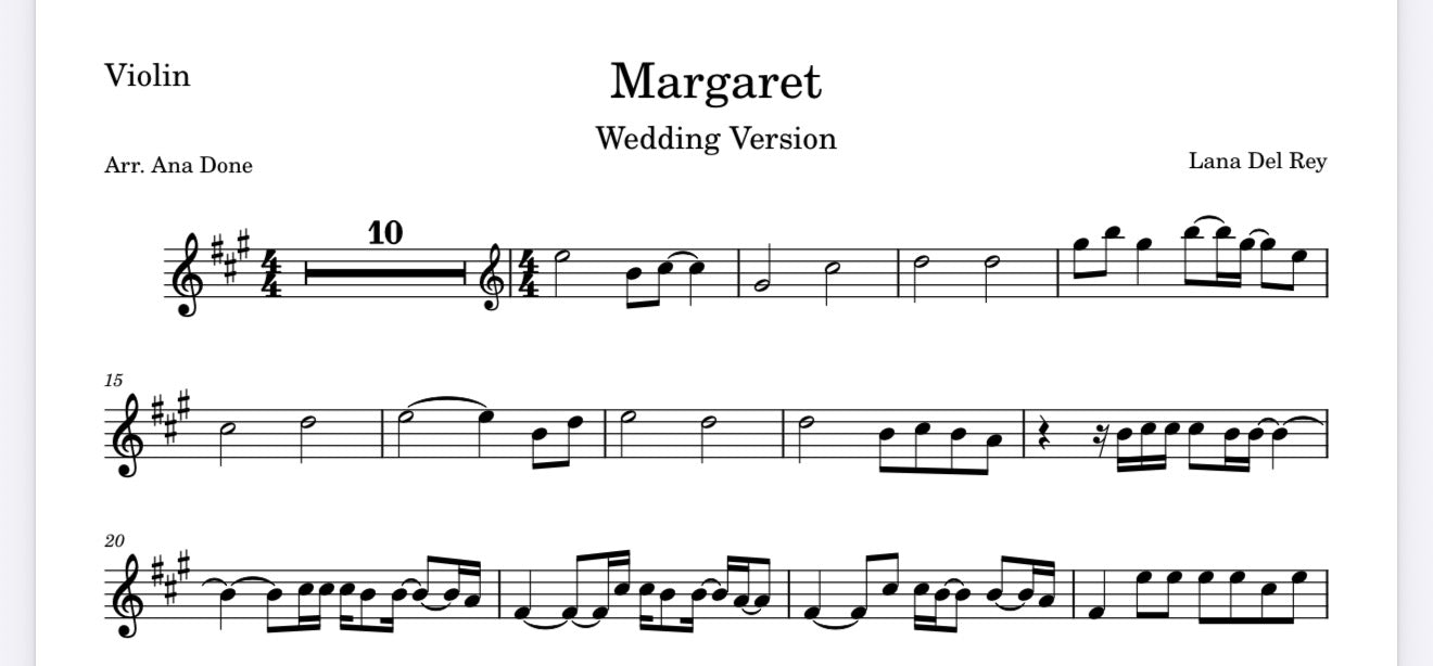 Margaret (Wedding Violin Sheet Music)