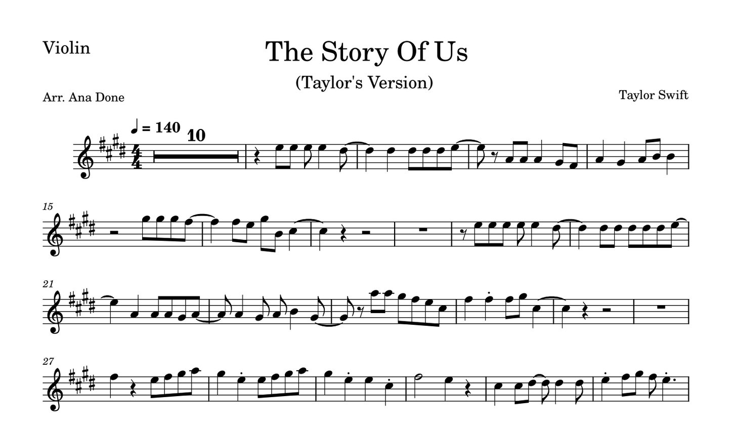 The Story of Us (Violin Sheet Music)