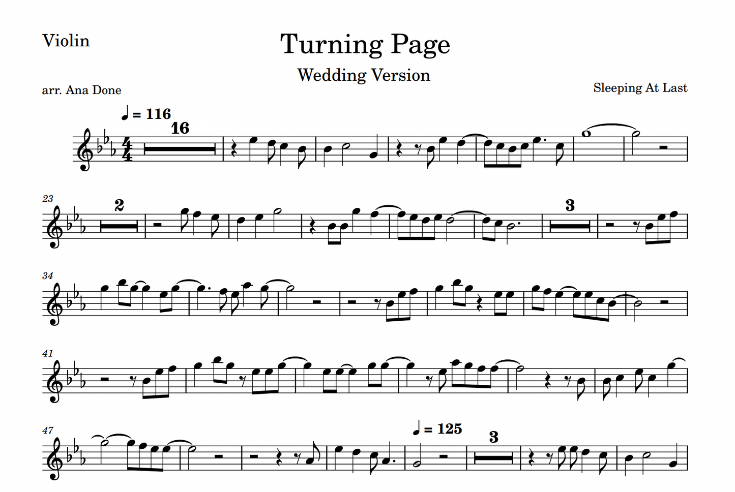 Turning Page (Wedding Violin Sheet Music)