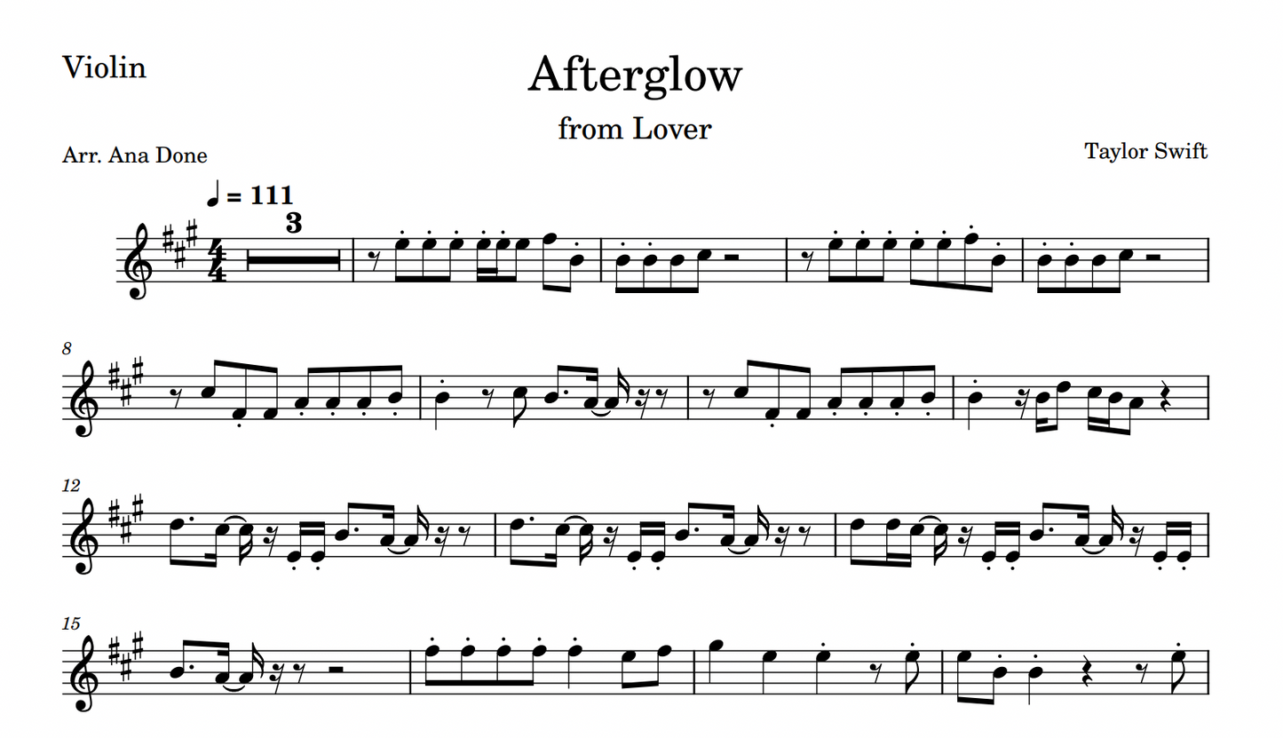 Afterglow (Wedding Violin Sheet Music)