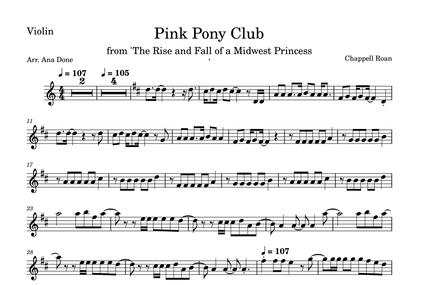 Pink Pony Club (Violin Sheet Music)