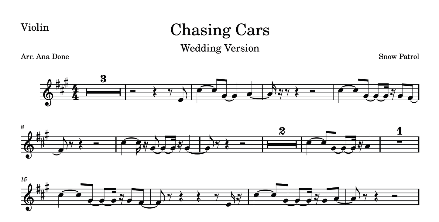 Chasing Cars (Violin Sheet Music)