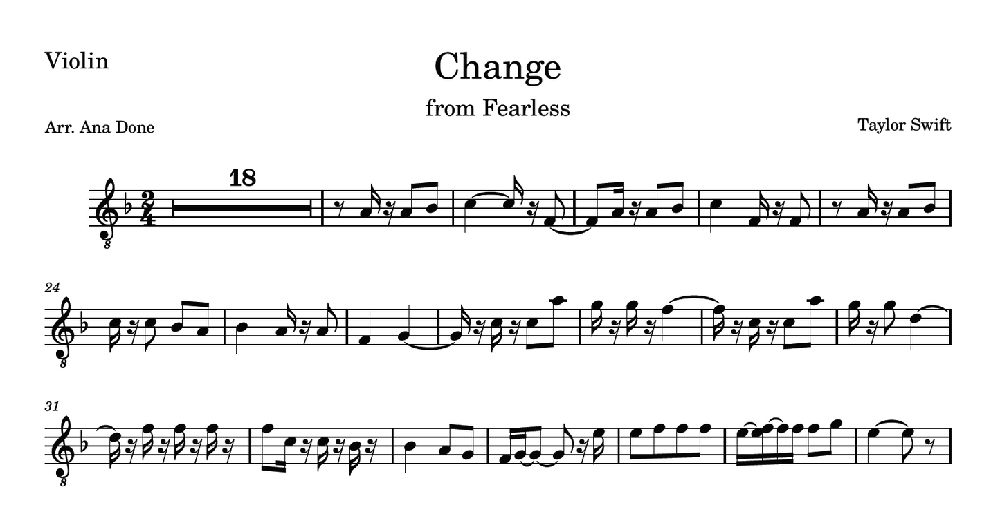 Change (Violin Sheet Music)