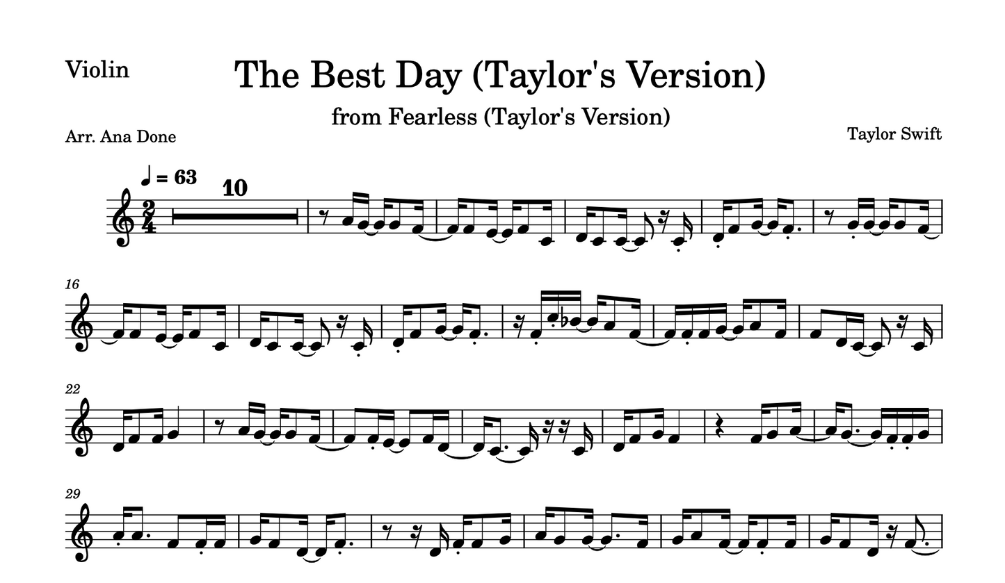 The Best Day (Violin Sheet Music)