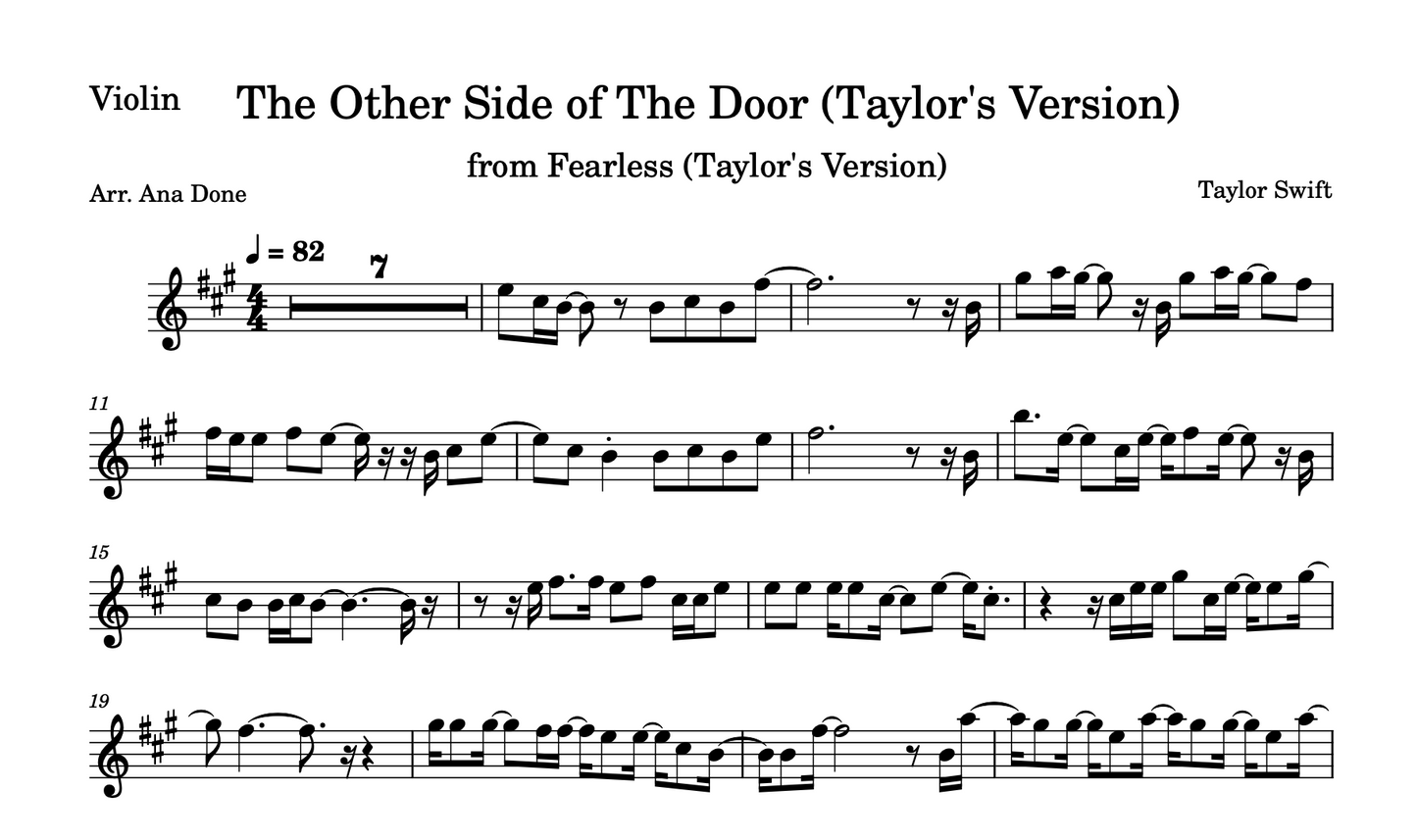 The Other Side of The Door (Violin Sheet Music)