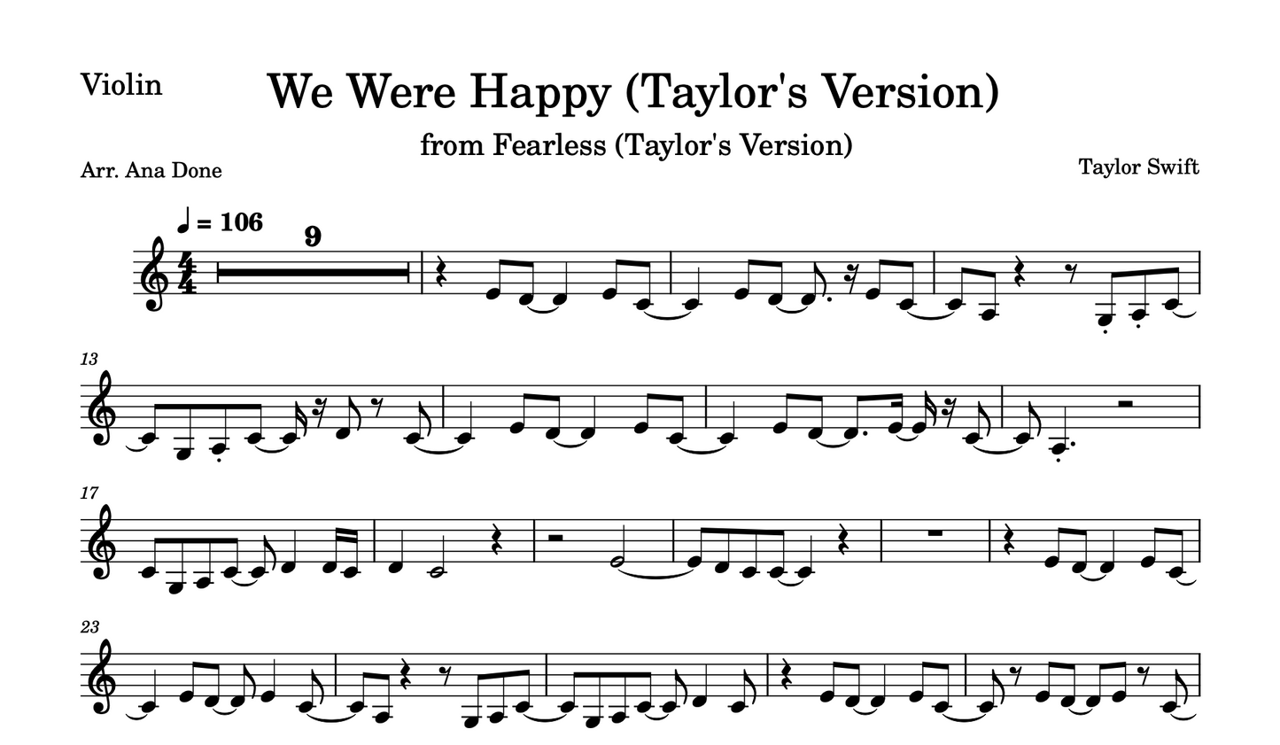 We Were Happy (Violin Sheet Music)