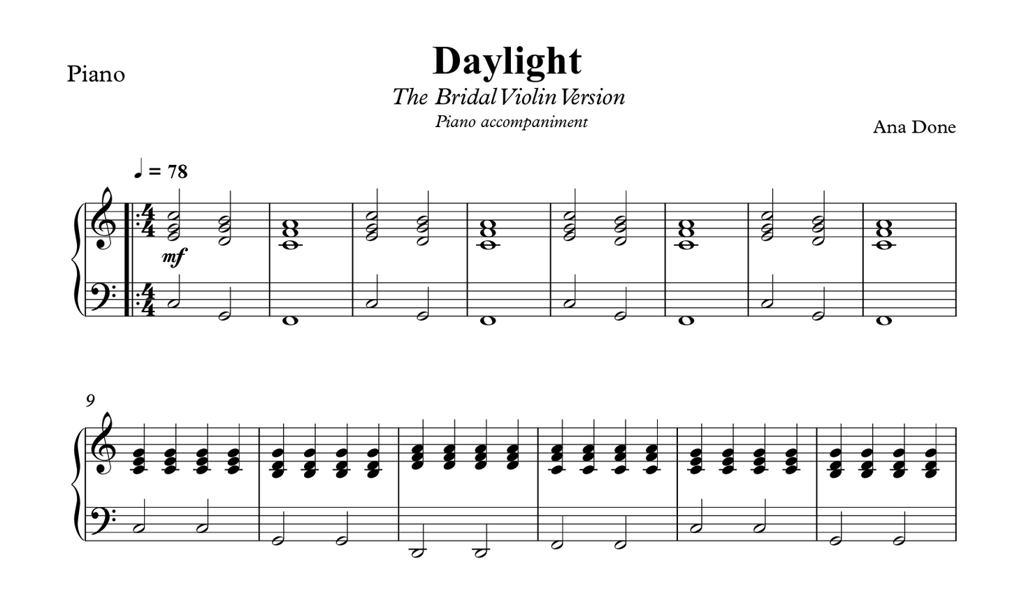 Daylight (Piano Accompaniment: Bridal Version)