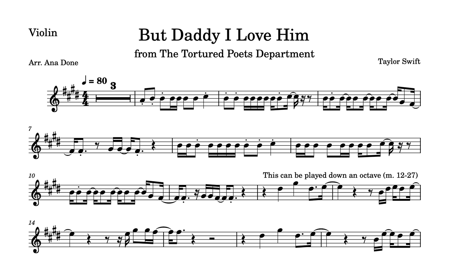 But Daddy I Love Him (Violin Sheet Music)