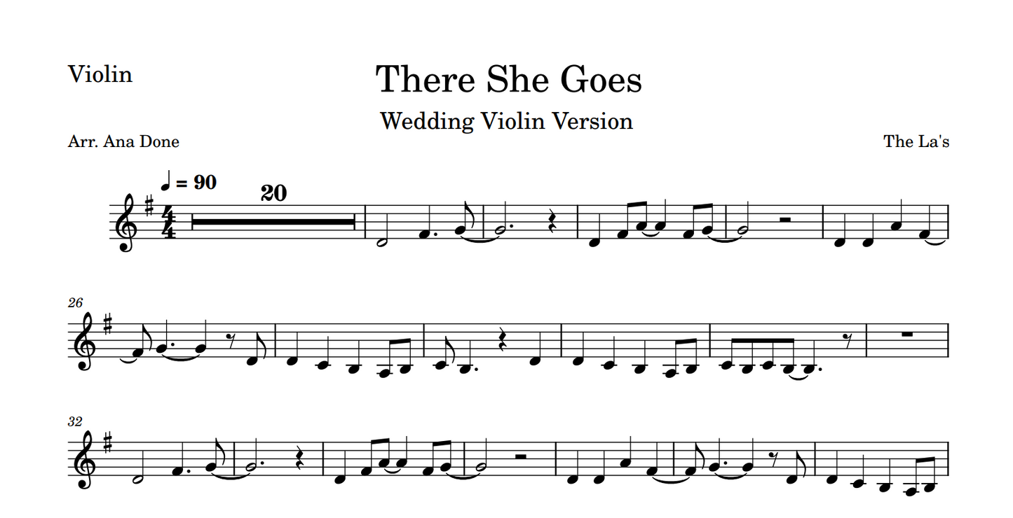 There She Goes (Wedding Violin Sheet Music)