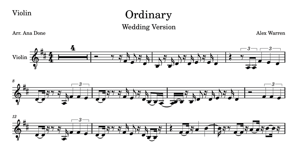 Ordinary (Wedding Violin Sheet Music)