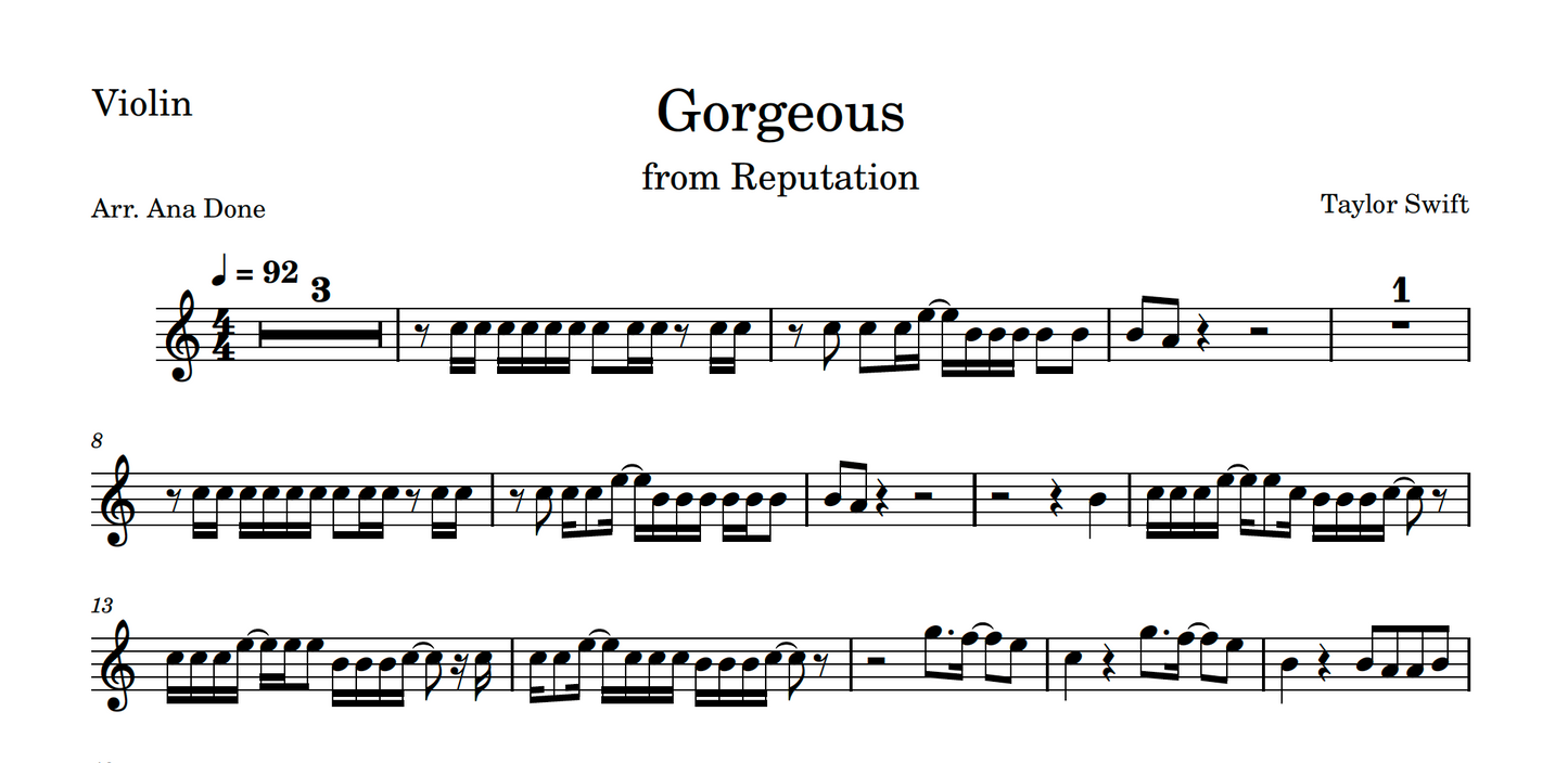 Gorgeous (Violin Sheet Music)