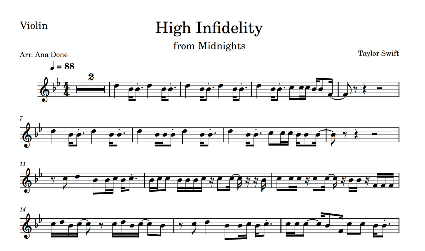 High Infidelity (Violin Sheet Music)