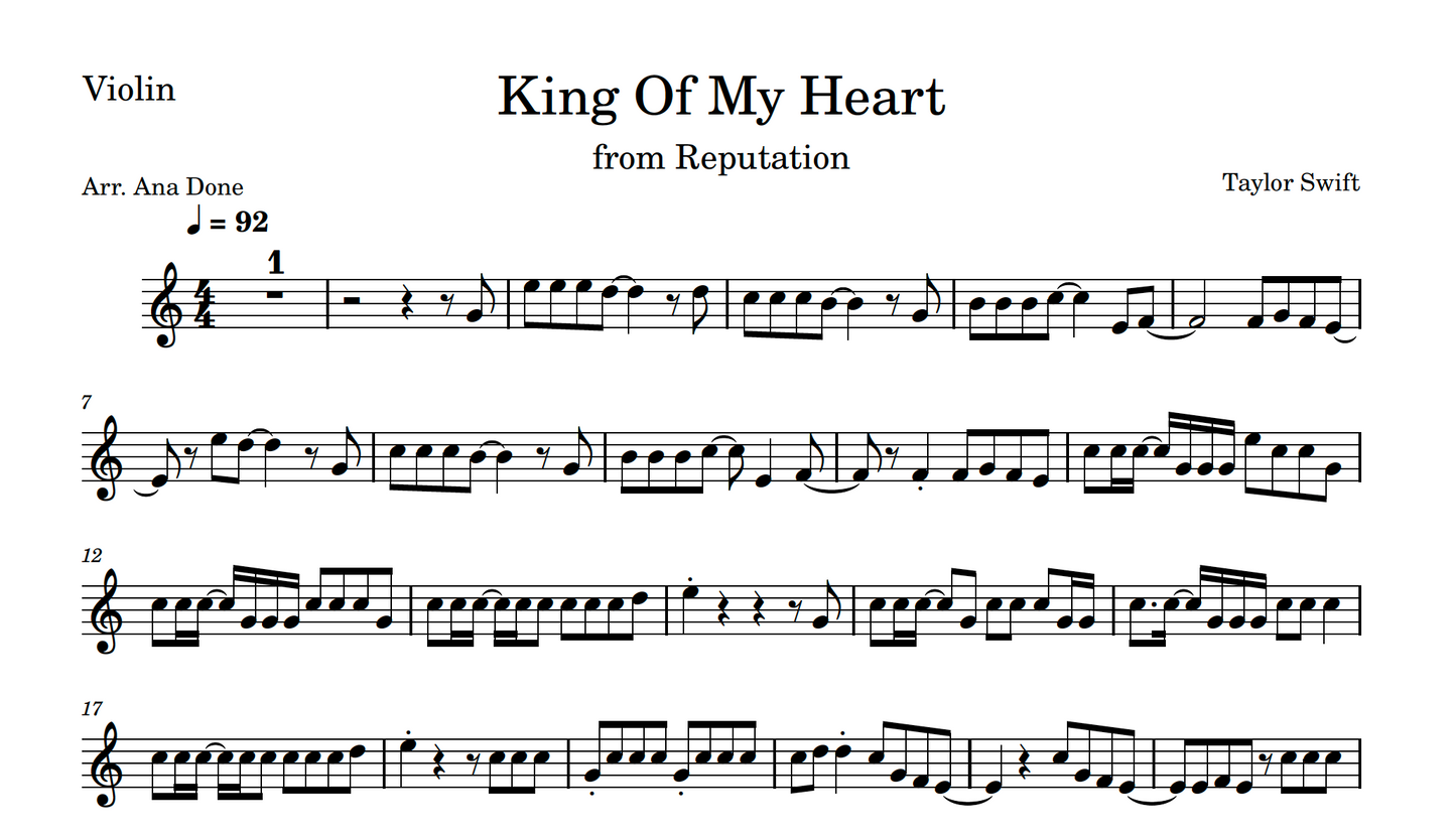 King of My Heart (Wedding Violin Sheet Music)