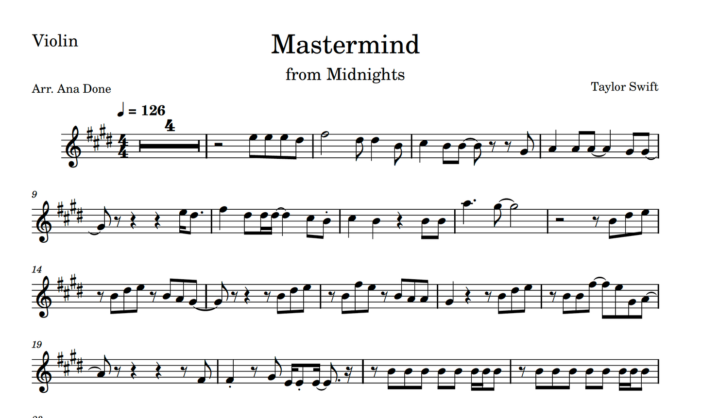Mastermind (Violin Sheet Music)