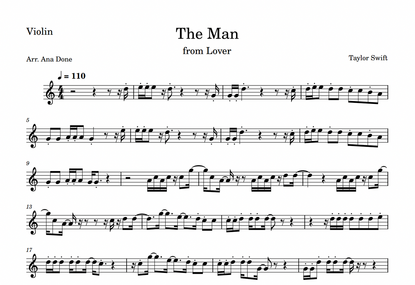 The Man (Violin Sheet Music)