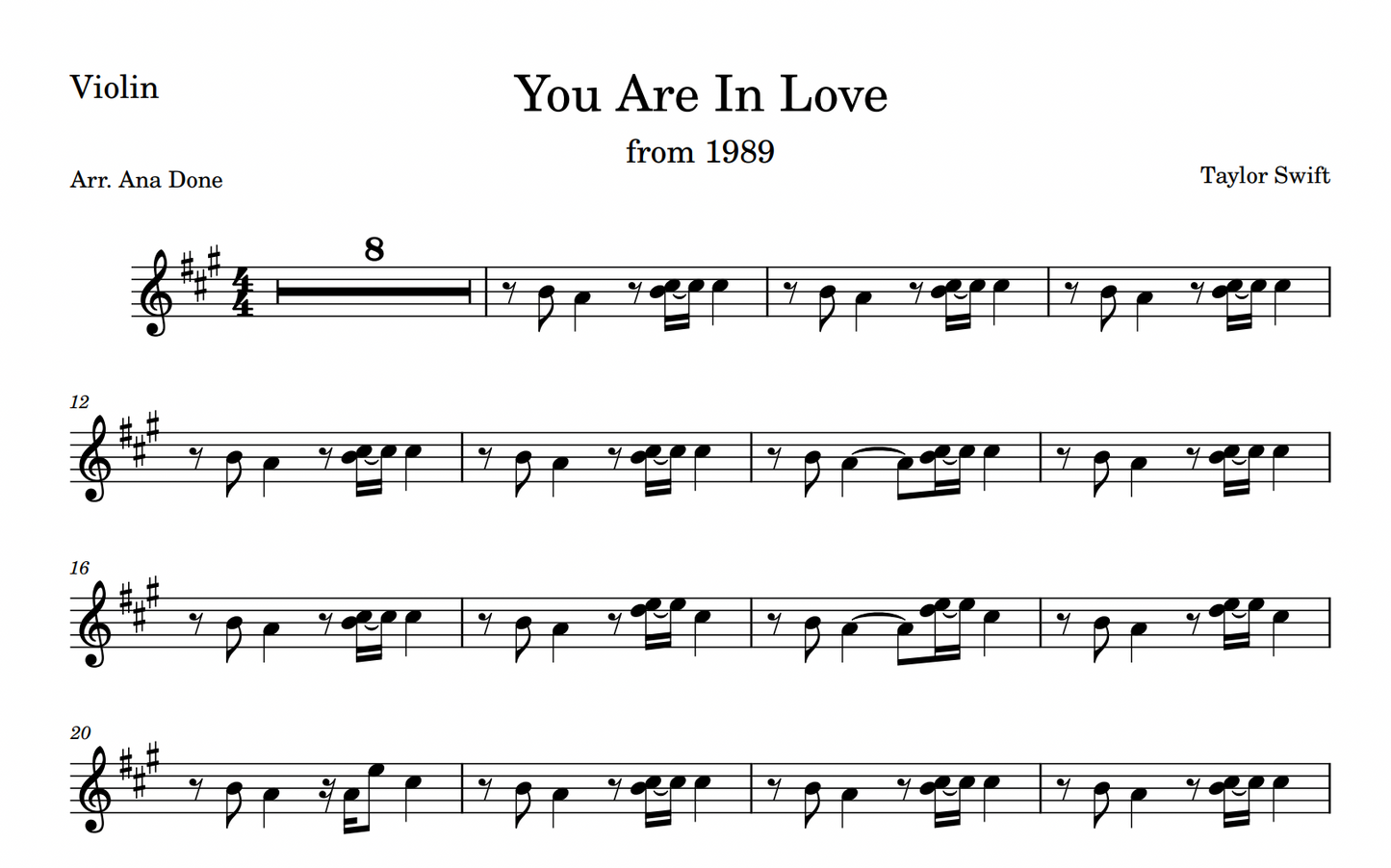 You Are In Love (Violin Sheet Music)