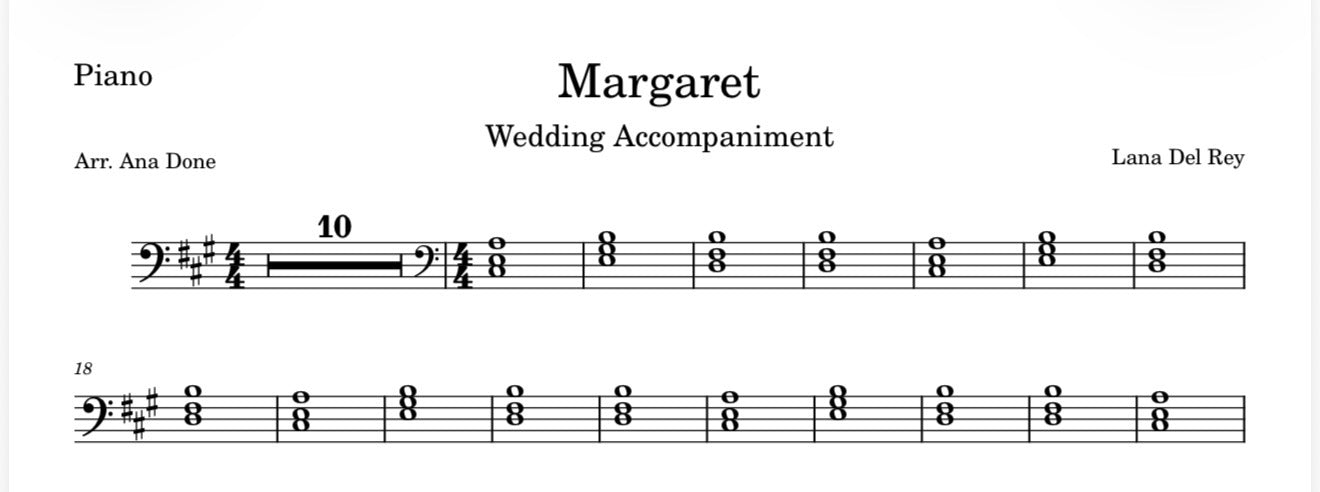 Margaret (Wedding Piano Sheet Music)