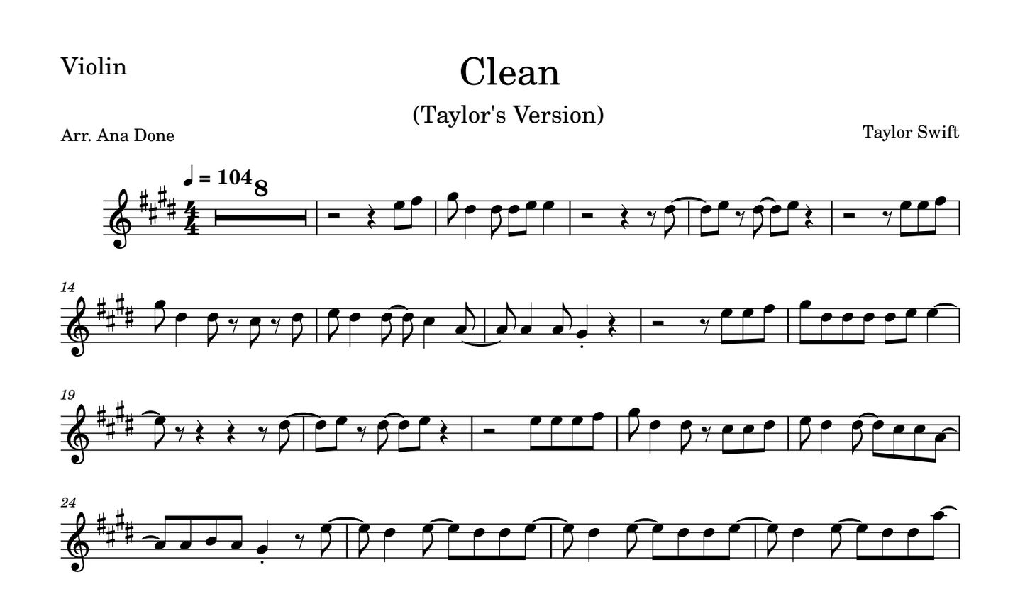 Clean (Violin Sheet Music)