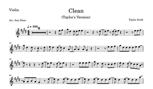 Clean (Violin Sheet Music)