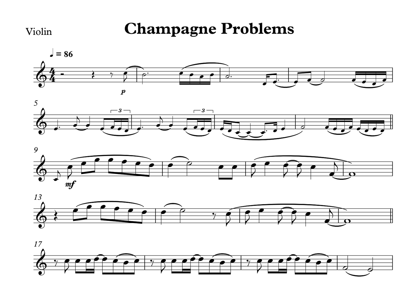 Champagne Problems (Improvisational Violin Sheet Music)