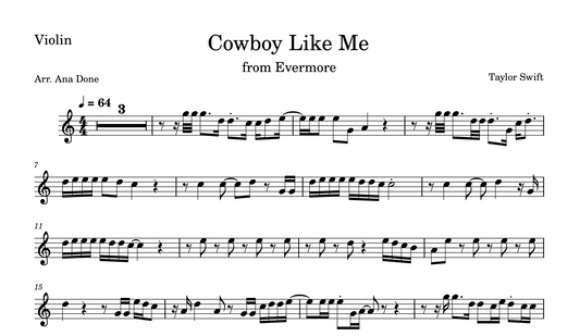 Cowboy Like Me (Violin Sheet Music)