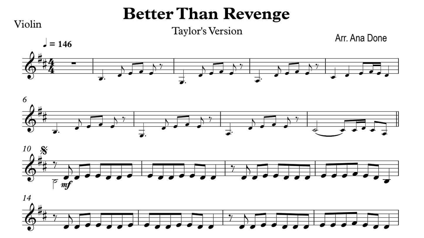 Better Than Revenge (Violin Sheet Music)