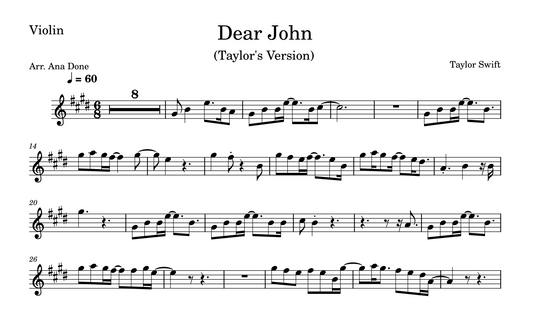 Dear John (Violin Sheet Music)