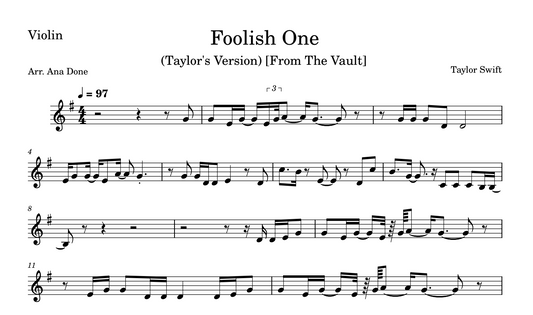 Foolish One (Violin Sheet Music)