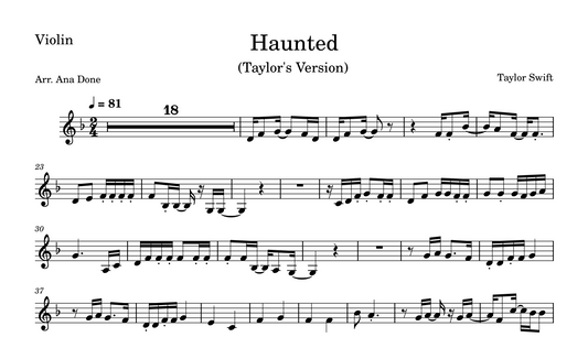Haunted (Violin Sheet Music)