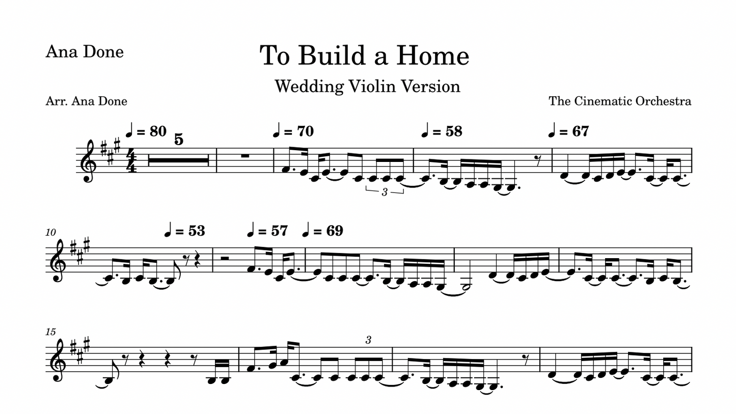 To Build a Home (Wedding Violin Version)
