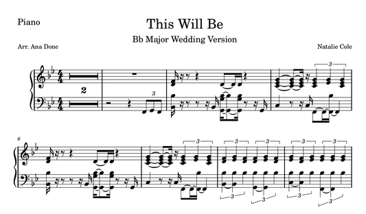 This Will Be (Piano Sheet Music)