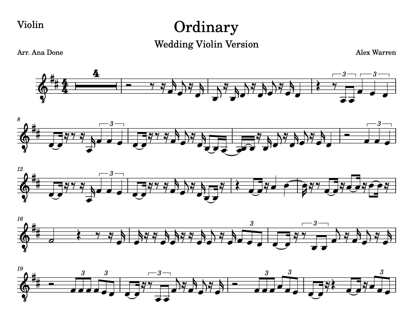 Ordinary (Wedding Violin Sheet Music)