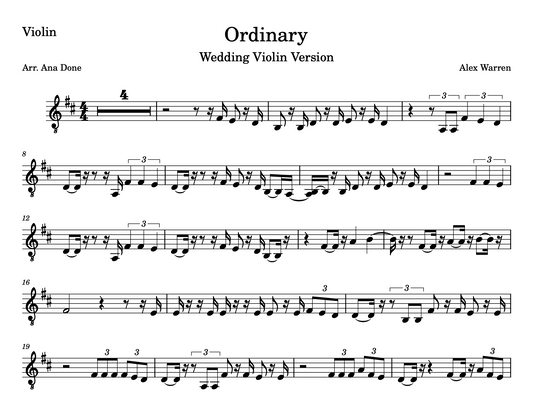 Ordinary (Wedding Violin Sheet Music)