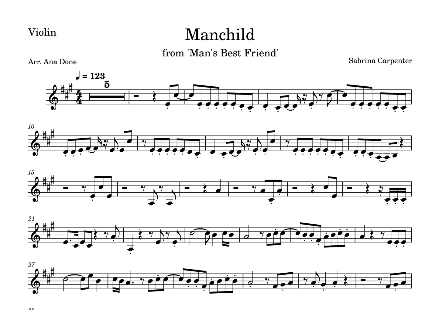 Manchild (Violin Sheet Music)