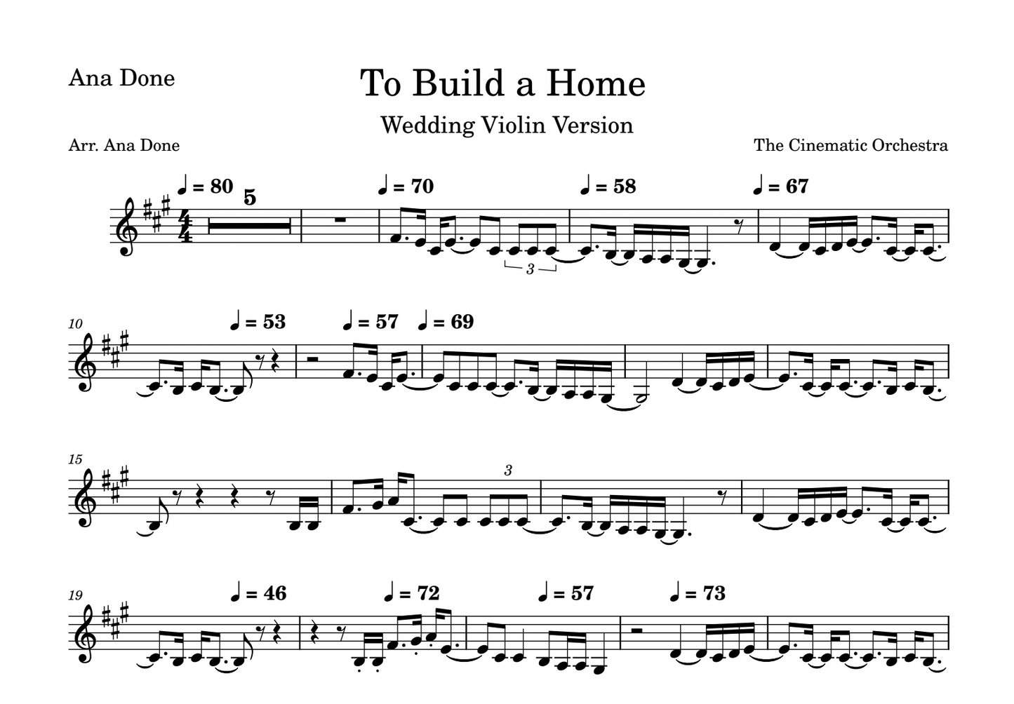 To Build A Home (Wedding Violin Sheet Music)