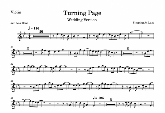 Turning Page (Wedding Violin Sheet Music)