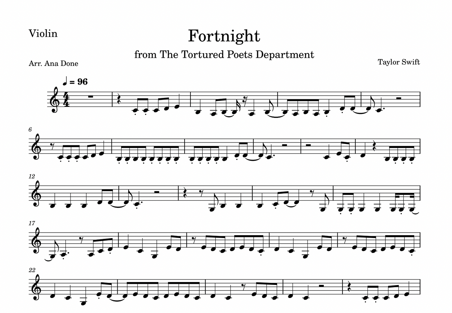 Fortnight (Violin Sheet Music)