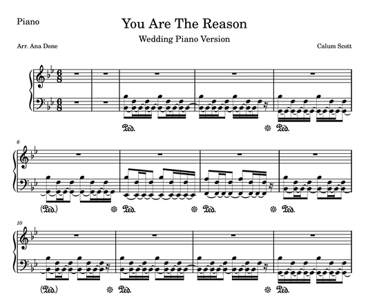 You Are The Reason (Wedding Piano Sheet Music)