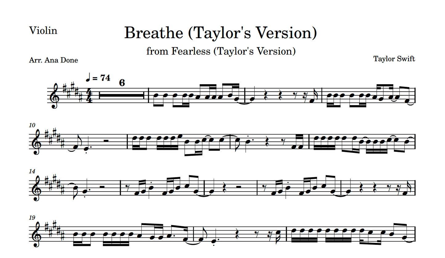 Breathe (Violin Sheet Music)