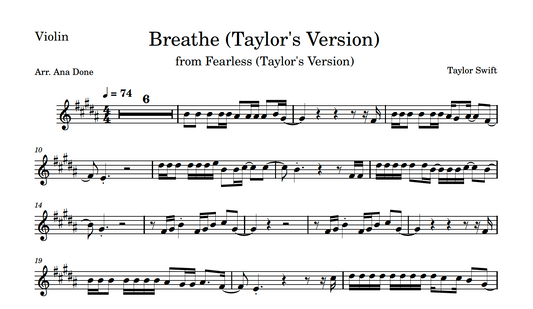 Breathe (Violin Sheet Music)