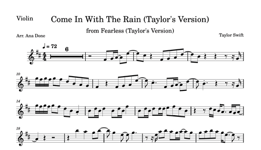 Come In With The Rain (Violin Sheet Music)