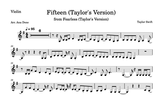 Fifteen (Violin Sheet Music)