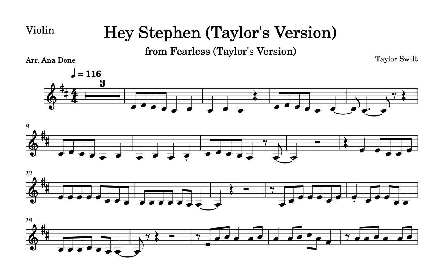 Hey Stephen (Violin Sheet Music)