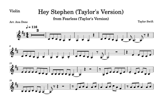 Hey Stephen (Violin Sheet Music)