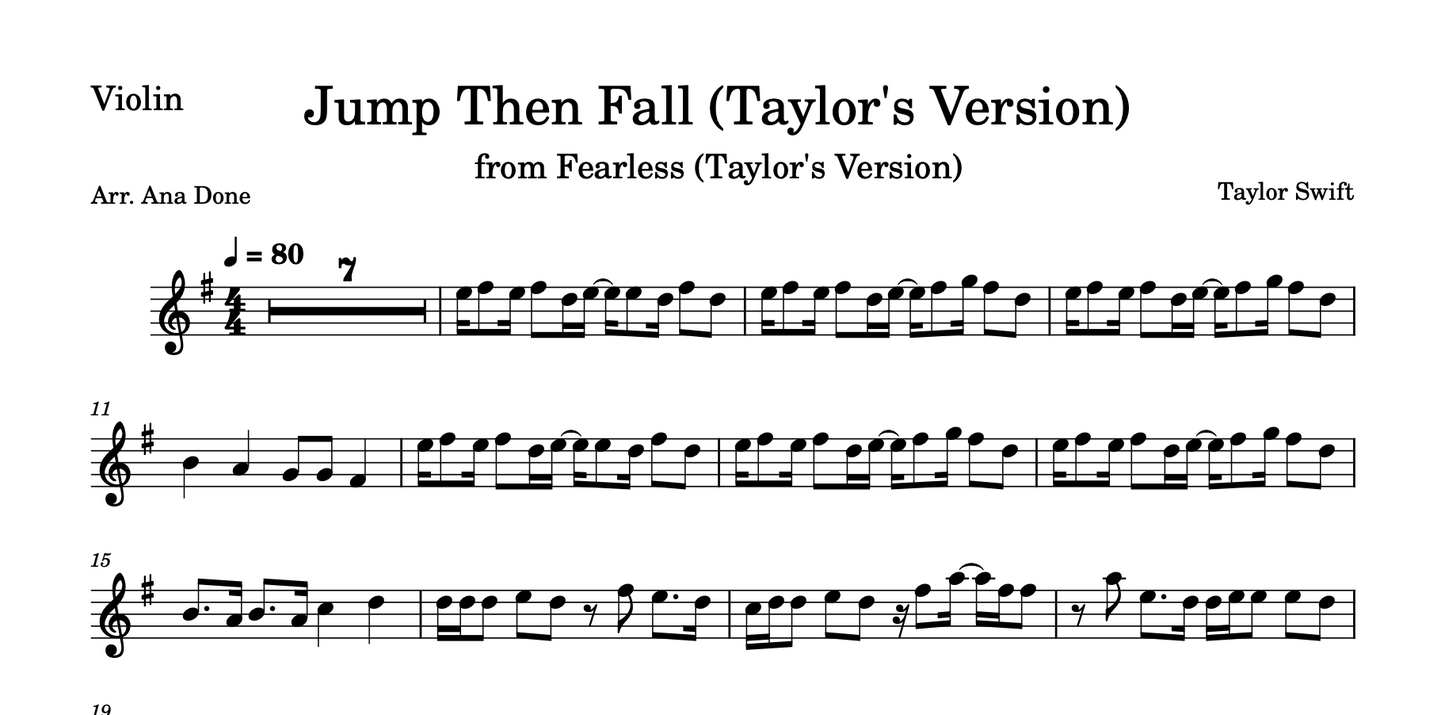 Jump then Fall (Violin Sheet Music)