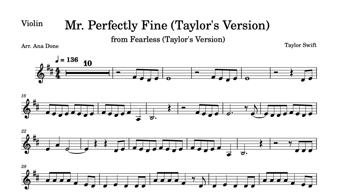 Mr. Perfectly Fine (Violin Sheet Music)