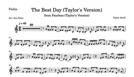 The Best Day (Violin Sheet Music)