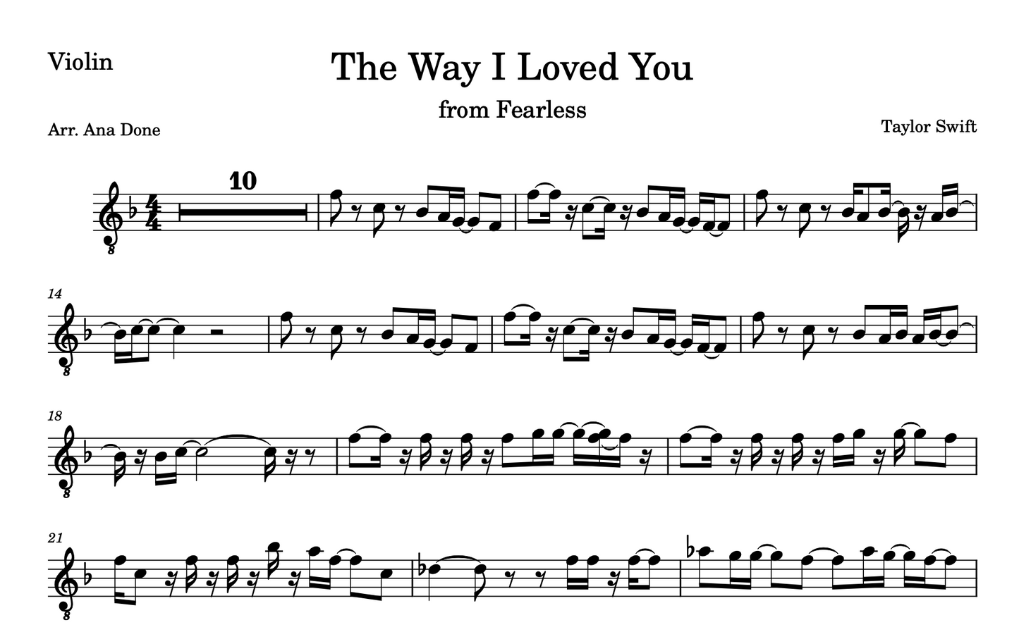 The Way I Loved You (Violin Sheet Music)