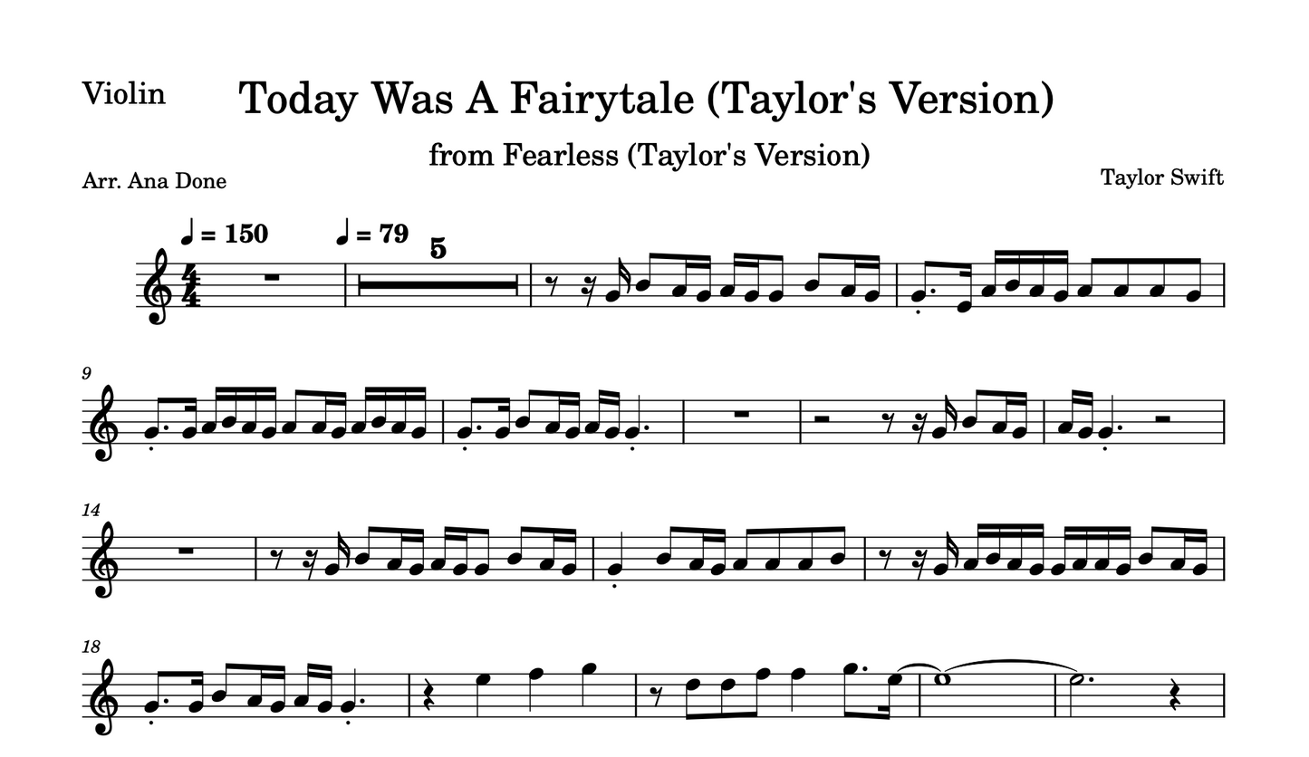Today Was a Fairytale (Violin Sheet Music)