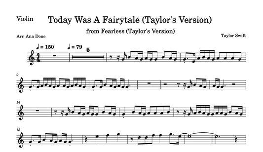 Today Was a Fairytale (Violin Sheet Music)
